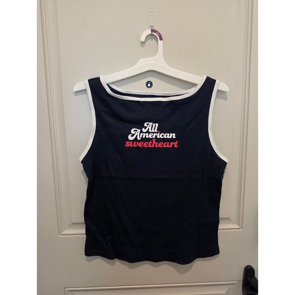 Wild Fable Womens Tank Top XXL Navy Blue New All American Sweetheart Graphic